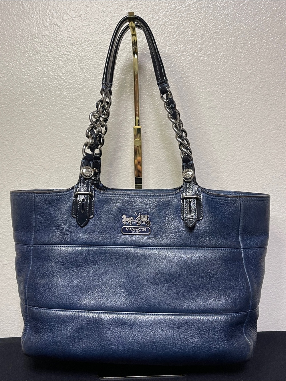 Coach Madison Tribeca Medium Tote in Navy Blue Quilted Leather